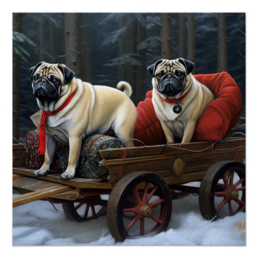 Pug Kerstmis Feestelijk Seizoen Perfect Poster (Voorkant)