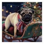 Pug Kerstmis Feestelijk Seizoen Perfect Poster (Voorkant)