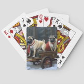 Pug Kerstmis Feestelijk Seizoen Pokerkaarten (Achterkant)