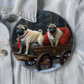 Pug Kerstmis Feestelijk Seizoen Ronde Button 6,0 Cm (In situ)