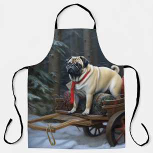 Pug Kerstmis Feestelijk Seizoen Schort