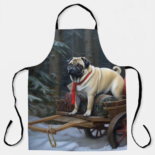 Pug Kerstmis Feestelijk Seizoen Schort (Voorkant)