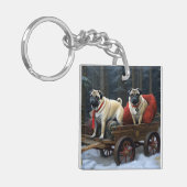 Pug Kerstmis Feestelijk Seizoen Sleutelhanger (Voorkant Links)