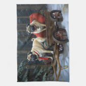 Pug Kerstmis Feestelijk Seizoen Theedoek (Verticaal)