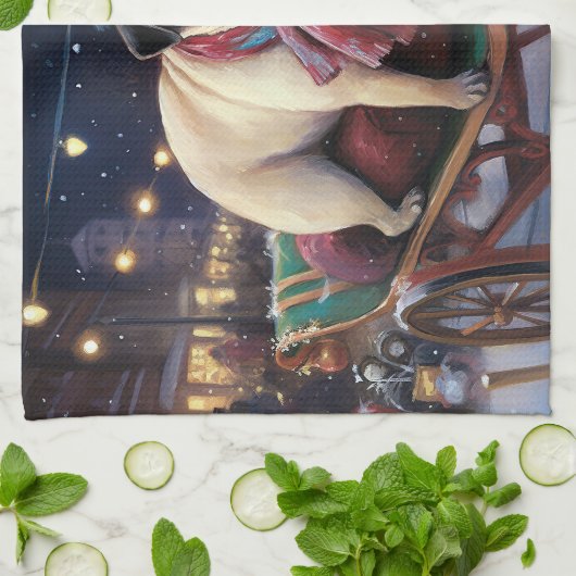 Pug Kerstmis Feestelijk Seizoen Theedoek (Gevouwen)