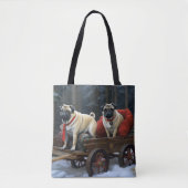 Pug Kerstmis Feestelijk Seizoen Tote Bag (Voorkant)