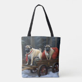 Pug Kerstmis Feestelijk Seizoen Tote Bag (Achterkant)