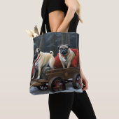 Pug Kerstmis Feestelijk Seizoen Tote Bag (Dichtbij)