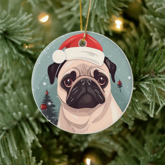 Pug Kerstmis Keramisch Ornament (Boom)