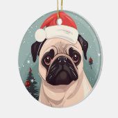 Pug Kerstmis Keramisch Ornament (Links)