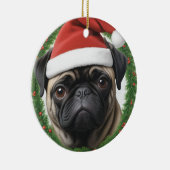 Pug Kerstmis Keramisch Ornament (Rechts)