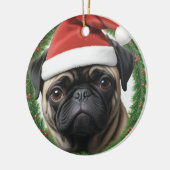 Pug Kerstmis Keramisch Ornament (Links)