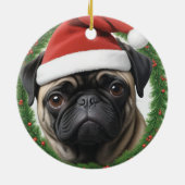 Pug Kerstmis Keramisch Ornament (Achterkant)
