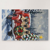 Pug Kerstmis Rode Truck Vakantie Legpuzzel (Horizontaal)