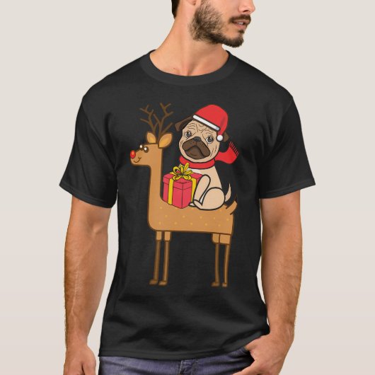 Pug Kerstmis T-shirt (Voorkant)