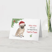 Pug Kerstmis van Dog in Funny Santa Hat Kaart (Voorkant)