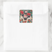 Pug Kerstmis Vierkante Sticker (Tas)