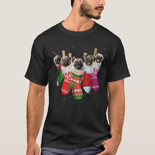 Pug kerstsokken  voor T-shirts (Voorkant)