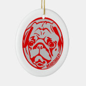Pug-kerstversiering Keramisch Ornament (Rechts)