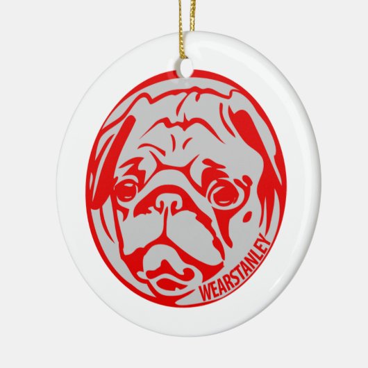 Pug-kerstversiering Keramisch Ornament (Links)
