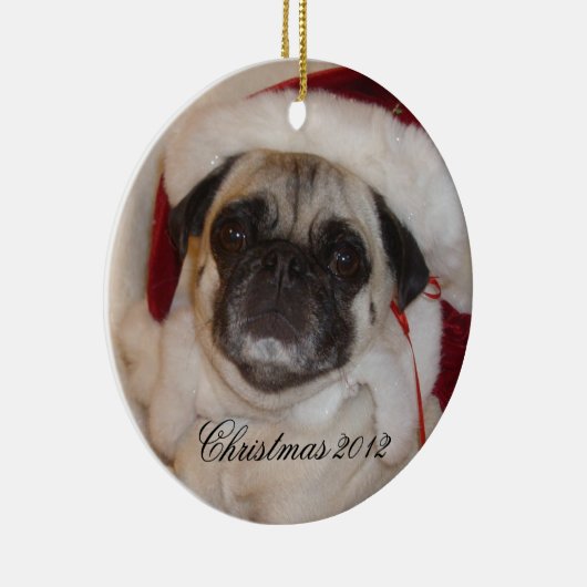 Pug-kerstversiering Keramisch Ornament (Rechts)