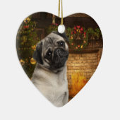 Pug-kerstversiering Keramisch Ornament (Rechts)