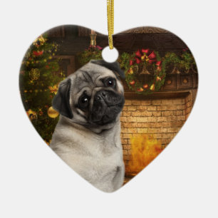 Pug-kerstversiering Keramisch Ornament