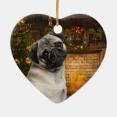Pug-kerstversiering Keramisch Ornament (Achterkant)