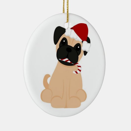 Pug-kerstversiering Keramisch Ornament (Rechts)