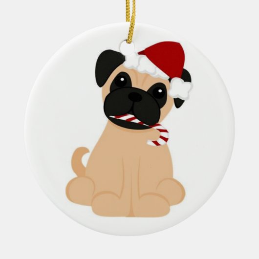 Pug-kerstversiering Keramisch Ornament (Voorkant)