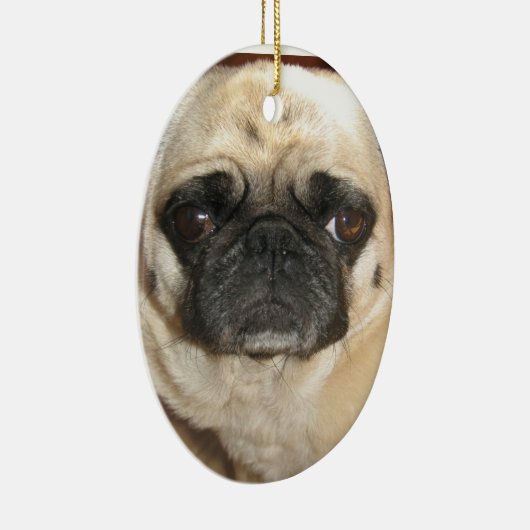Pug-kerstversiering Keramisch Ornament (Rechts)
