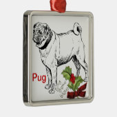 Pug-kerstversiering Metalen Ornament (Rechts)