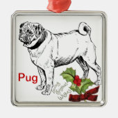 Pug-kerstversiering Metalen Ornament (Voorkant)
