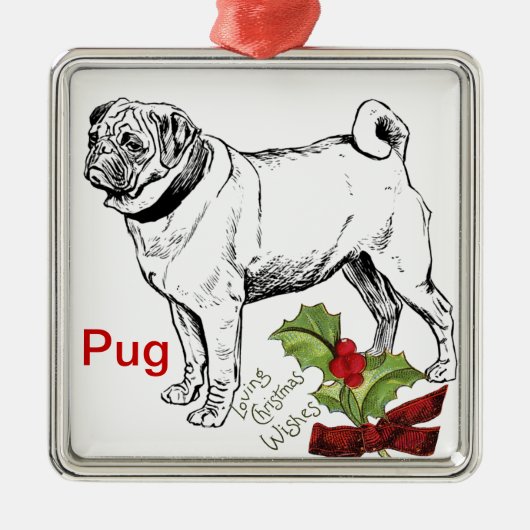 Pug-kerstversiering Metalen Ornament (Voorkant)