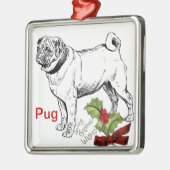 Pug-kerstversiering Metalen Ornament (Links)