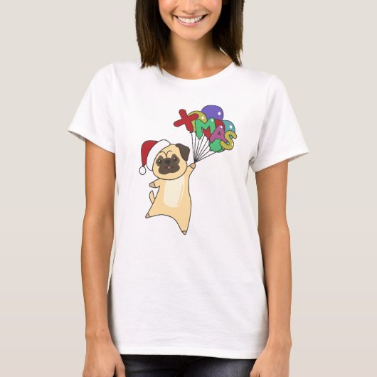 Pug Kerstwinter T-shirt (Voorkant)