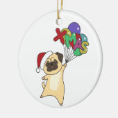 Pug kerstwinter winterdieren Honden Volwassen kled Keramisch Ornament (Links)