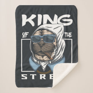 PUG King of the street Blanket Sherpa Deken
