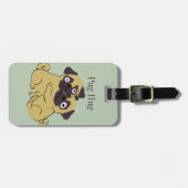 Pug knuffel bagagelabel (Voorkant horizontaal)