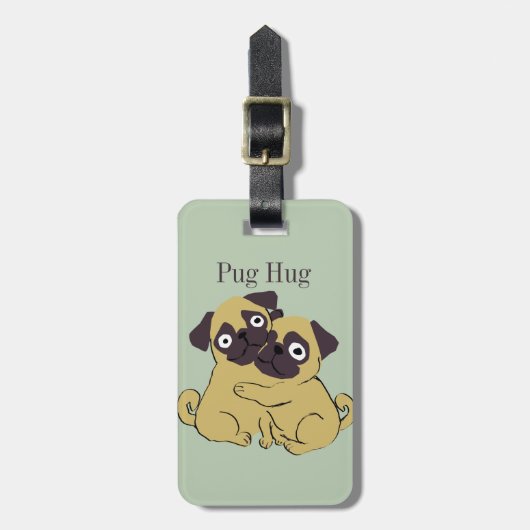 Pug knuffel bagagelabel (Voorkant verticaal)