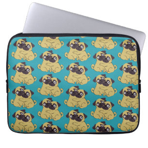 Pug knuffel Blauw, Laptop Sleeve