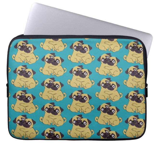 Pug knuffel Blauw, Laptop Sleeve (Voorkant)