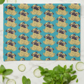 Pug knuffel Blauw, Theedoek (Gevouwen)