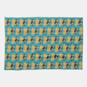 Pug knuffel Blauw, Theedoek (Horizontaal)