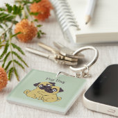 Pug knuffel sleutelhanger (Voorkant Rechts)