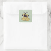 Pug knuffel vierkante sticker (Tas)