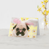 Pug Konijnenoren Kaart (Gele Bloem)