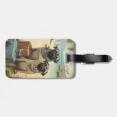 Pug Koppel Vakantie Reizen  Bagagelabel (Achterkant horizontaal)