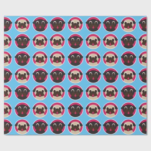 Pug-koppen met opvulpapier - groot cadeaupapier (Vlak)