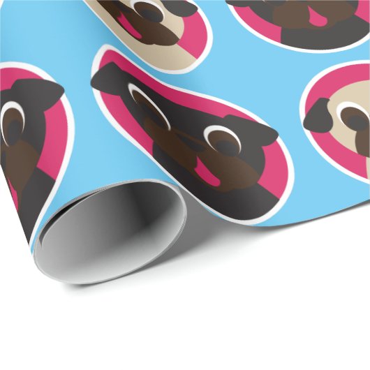 Pug-koppen met opvulpapier - groot cadeaupapier (Rol Hoek)